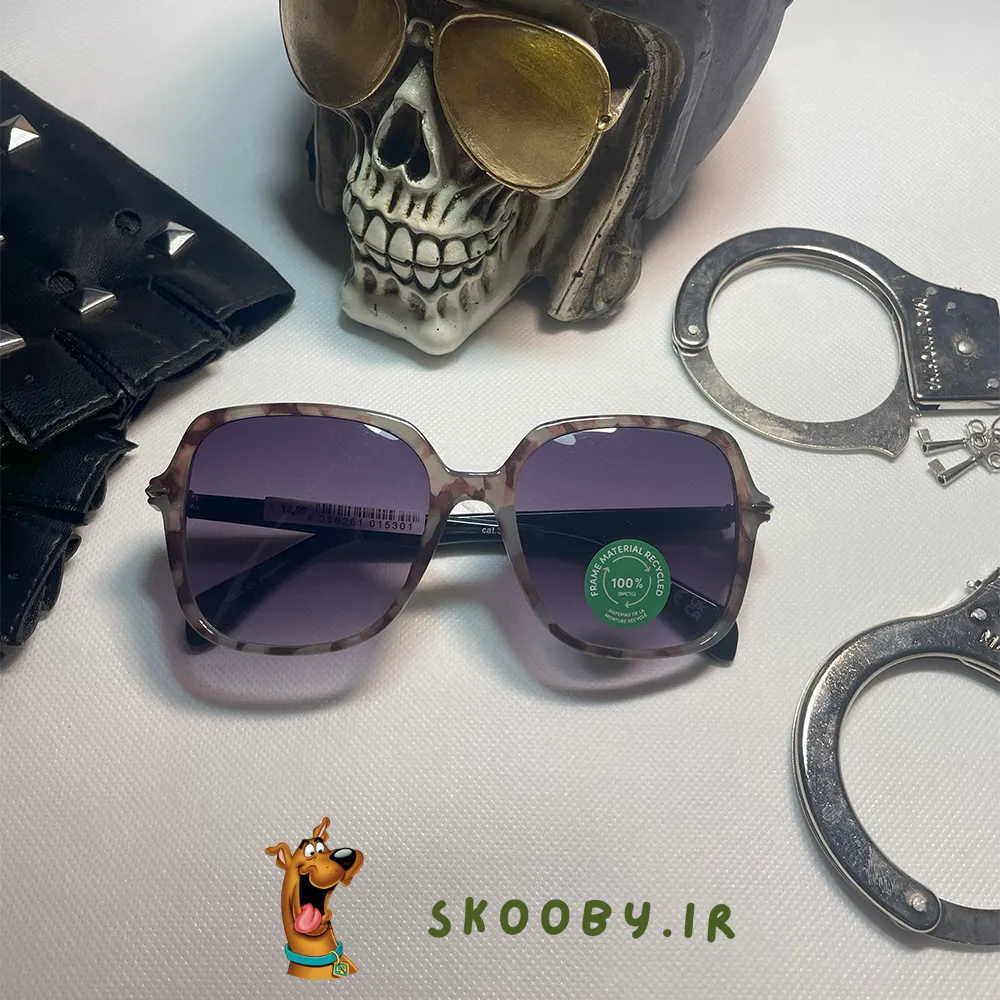 عینک شیشه بزرگ طرح دار کد 10015